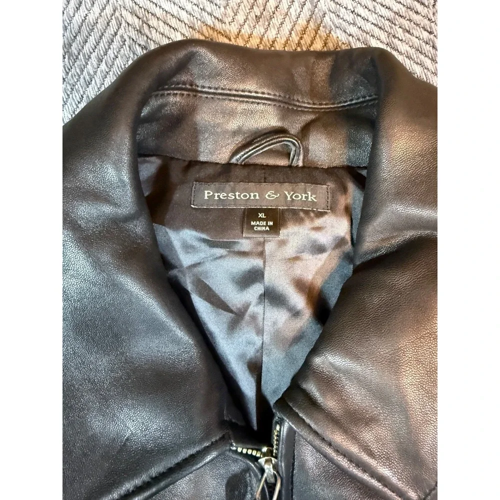 Preston & York Women's Black Lambskin Leather Jacket XL